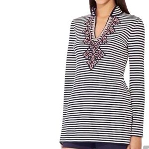 Tory Burch Katama Sweater Stripe Embroidery  size L